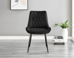 FurnitureboxUK Giovani 6-Seater Grey Glass Dining Table & 6 Pesaro Soft Velvet Dining Chairs in Black - thumbnail 4