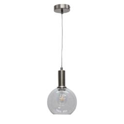 First Choice Lighting Barnum - Clear Glass Globe Satin Nickel Deco Pendant Fitting - thumbnail 1