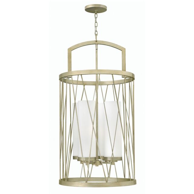Loops 4 Bulb Chandelier Hanging Pendant LIght Silver Leaf LED E27 100W Bulb in Metallics