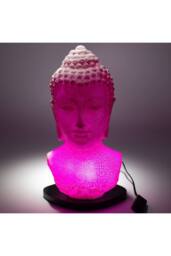 KDMD Buddha Bust Lamp with Cherry Crackle Oval Stand in Dusty Pink - thumbnail 3