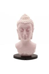 KDMD Buddha Bust Lamp with Cherry Crackle Oval Stand in Dusty Pink - thumbnail 1