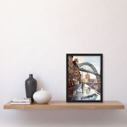 "Artery8 Newcastle Tyne Bridge Abstract Cityscape England Framed Art Print in Brown - Size: W12"" x H16""" - thumbnail 4