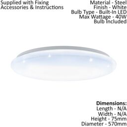 Loops Flush Ceiling Light White Shade White Plastic With Crystal Effect Bulb LED 40W - thumbnail 2