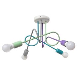 Netlighting Oxford Multi Arm Semi Flush Ceiling Light Grey Turquoise Minth Violet 44cm