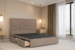 "Nexus Mattresses Ltd Tuscany Plush Divan Bed Base 2 Drawers Same Side - 54"" Headboard in Bronze - Size: Single" - thumbnail 1