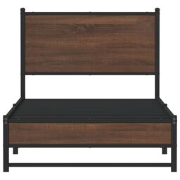 Berkfield Home Metal Bed Frame without Mattress Brown Oak 90x200 cm - thumbnail 5