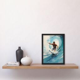 "Artery8 The Endless Summer Surfers Crest Of The Wave Artwork Art Print Framed Poster Wall Decor in Black - Size: W12"" x H16""" - thumbnail 4