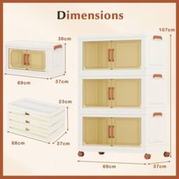 EONLION 3-Pack Stackable Plastic Storage Boxes in Beige - Size: 500mm - thumbnail 2