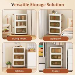 EONLION 3-Pack Stackable Plastic Storage Boxes in Beige - Size: 500mm - thumbnail 4