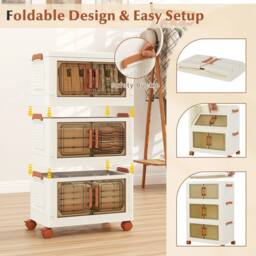 EONLION 3-Pack Stackable Plastic Storage Boxes in Beige - Size: 500mm - thumbnail 3