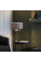 Netlighting Highclere Base & Shade Table Lamp Bright Nickel Plate Charcoal Fabric in Grey - thumbnail 2
