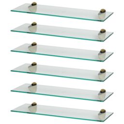 Harbour Housewares 6x Floating Glass Shelves - 60cm - Bathroom Shower Storage Display in Gold - thumbnail 1