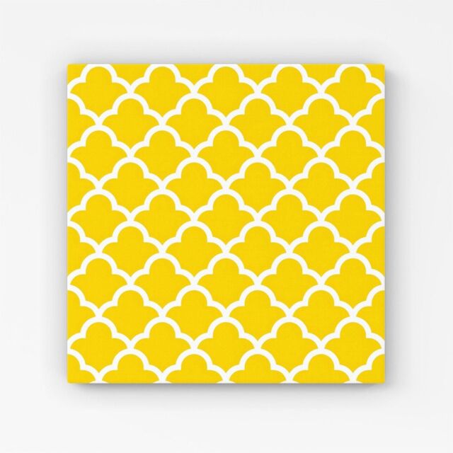 Warren Reed - Designer Geometric Yellow Quatrefoil Wave Canvas - Size: w40 inch x h40 inch - image 1