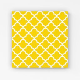 Warren Reed - Designer Geometric Yellow Quatrefoil Wave Canvas - Size: w40 inch x h40 inch - thumbnail 1