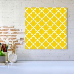 Warren Reed - Designer Geometric Yellow Quatrefoil Wave Canvas - Size: w40 inch x h40 inch - thumbnail 2