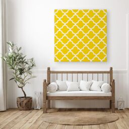 Warren Reed - Designer Geometric Yellow Quatrefoil Wave Canvas - Size: w40 inch x h40 inch - thumbnail 3
