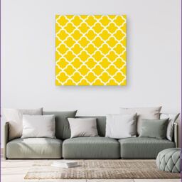 Warren Reed - Designer Geometric Yellow Quatrefoil Wave Canvas - Size: w40 inch x h40 inch - thumbnail 4