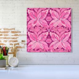 "Warren Reed - Designer Pink Abstract Floral Design Canvas - Size: W16"" x H16""" - thumbnail 2