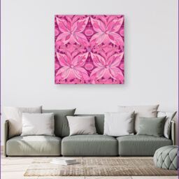 "Warren Reed - Designer Pink Abstract Floral Design Canvas - Size: W16"" x H16""" - thumbnail 4