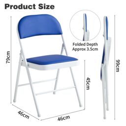 MCC Direct Single Folding Dining Chair Metal Frame Padded Seat in Blue - thumbnail 5