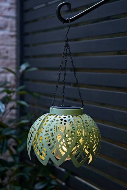 ValueLights Artichoke Pastel Solar Hanging Decorative Outdoor Garden Lantern Light in Pale Green - image 1