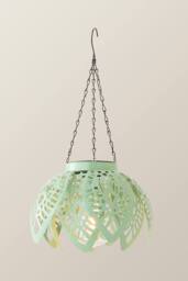 ValueLights Artichoke Pastel Solar Hanging Decorative Outdoor Garden Lantern Light in Pale Green - thumbnail 3