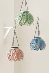 ValueLights Artichoke Pastel Solar Hanging Decorative Outdoor Garden Lantern Light in Pale Green - thumbnail 7