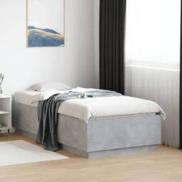 Berkfield Home Bed Frame with LED without Mattress Concrete Grey 90x190 cm Single - thumbnail 2