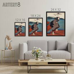 "Artery8 Young Woman at Sanbashi Pier Kuniyoshi Black Framed Canvas Art Print - Size: W12"" x H16""" - thumbnail 4