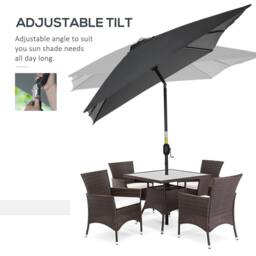 OUTSUNNY 3x2m Patio Umbrella Canopy Tilt Crank Rectangular Sun Shade Steel in Black - thumbnail 4