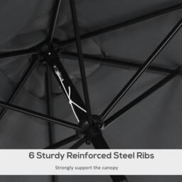 OUTSUNNY 3x2m Patio Umbrella Canopy Tilt Crank Rectangular Sun Shade Steel in Black - thumbnail 7