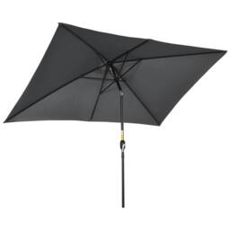 OUTSUNNY 3x2m Patio Umbrella Canopy Tilt Crank Rectangular Sun Shade Steel in Black - thumbnail 2