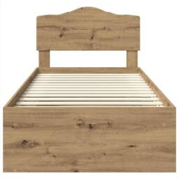 Berkfield Home Bed Frame Artisian Oak 100 x 200 cm Solid Pine Wood in Brown - thumbnail 7