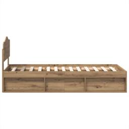 Berkfield Home Bed Frame Artisian Oak 100 x 200 cm Solid Pine Wood in Brown - thumbnail 8