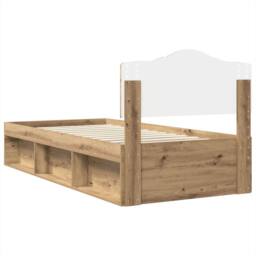 Berkfield Home Bed Frame Artisian Oak 100 x 200 cm Solid Pine Wood in Brown - thumbnail 9