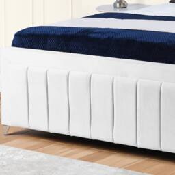 "UK Bed Furniture Sierra Upholstered Bed Frame with 48"" Headboard - Slatted Base in White - Size: Single" - thumbnail 3