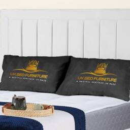 "UK Bed Furniture Sierra Upholstered Bed Frame with 48"" Headboard - Slatted Base in White - Size: Single" - thumbnail 2