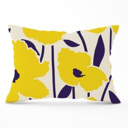 Warren Reed - Designer Vintage Tropical Flowers Cushions in Yellow - Size: 45 cm x 45 cm - thumbnail 1