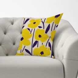 Warren Reed - Designer Vintage Tropical Flowers Cushions in Yellow - Size: 45 cm x 45 cm - thumbnail 2