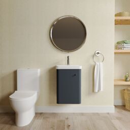 Balterley Wall Hung 1 Door Bathroom Vanity Unit, Tap & Toilet Pack, Grey, 379mm in Grey - thumbnail 2