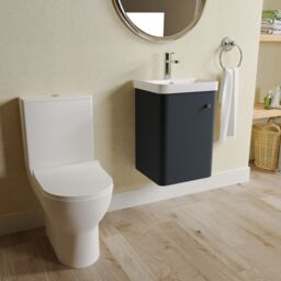 Balterley Wall Hung 1 Door Bathroom Vanity Unit, Tap & Toilet Pack, Grey, 379mm in Grey - thumbnail 4