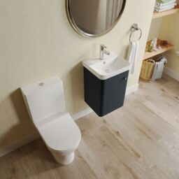 Balterley Wall Hung 1 Door Bathroom Vanity Unit, Tap & Toilet Pack, Grey, 379mm in Grey - thumbnail 3