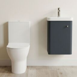 Balterley Wall Hung 1 Door Bathroom Vanity Unit, Tap & Toilet Pack, Grey, 379mm in Grey - thumbnail 7