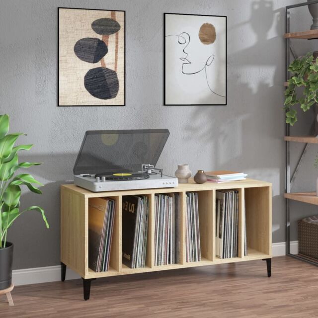 Berkfield Home Record Cabinet Sonoma Oak 100x38x48 cm Engineered Wood in Brown - Size: 100 x 38 x 48 cm - image 1