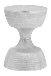 Orsina Distinctive Small Stool, Hourglass Shape Modern Bar Stool For Bedroom, Luxe Design Luxury Stool For Kitchen in Silver