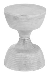 Orsina Distinctive Small Stool, Hourglass Shape Modern Bar Stool For Bedroom, Luxe Design Luxury Stool For Kitchen in Silver - thumbnail 2