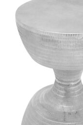 Orsina Distinctive Small Stool, Hourglass Shape Modern Bar Stool For Bedroom, Luxe Design Luxury Stool For Kitchen in Silver - thumbnail 3