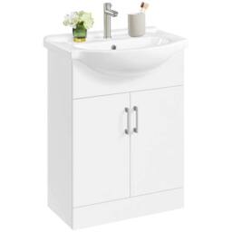 KORVIXA Floor Bathroom Vanity with Ceramic Sink in White