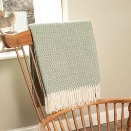 Native Natural Hoop Pattern Green Wool Blanket - Size: Double