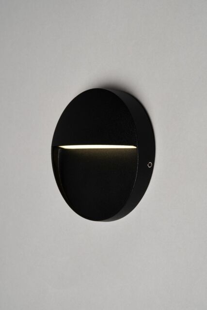 BHS Lighting Orvi 11cm Round Outdoor Wall Light in Black - image 1
